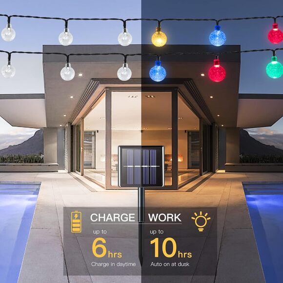 Suddus Solar String Lights 2 Pack 60 LED Multicolor Waterproof Outdoor Patio - Picture 11 of 12